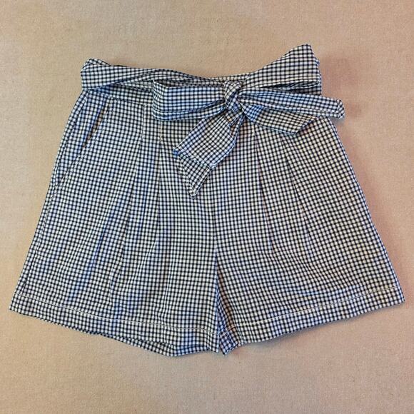 Anthropologie Pants - Cartonnier Anthropologie Gingham Tie-Waist Shorts Black & White Sz 2